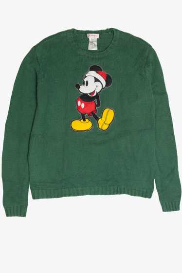 Vintage Mickey Mouse Green Christmas Pullover