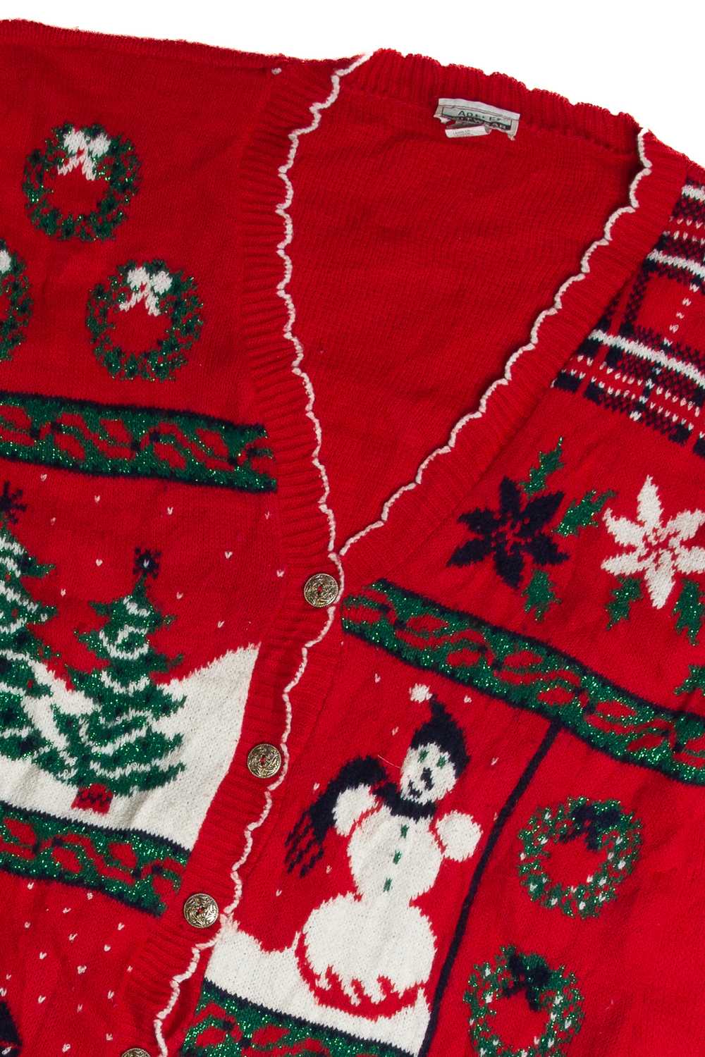 Vintage Red Ugly Christmas Cardigan 62823 - image 2