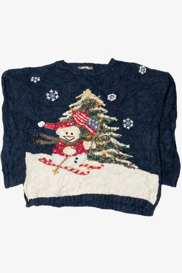 Americana Skiing Snowman Ugly Christmas Sweater 61