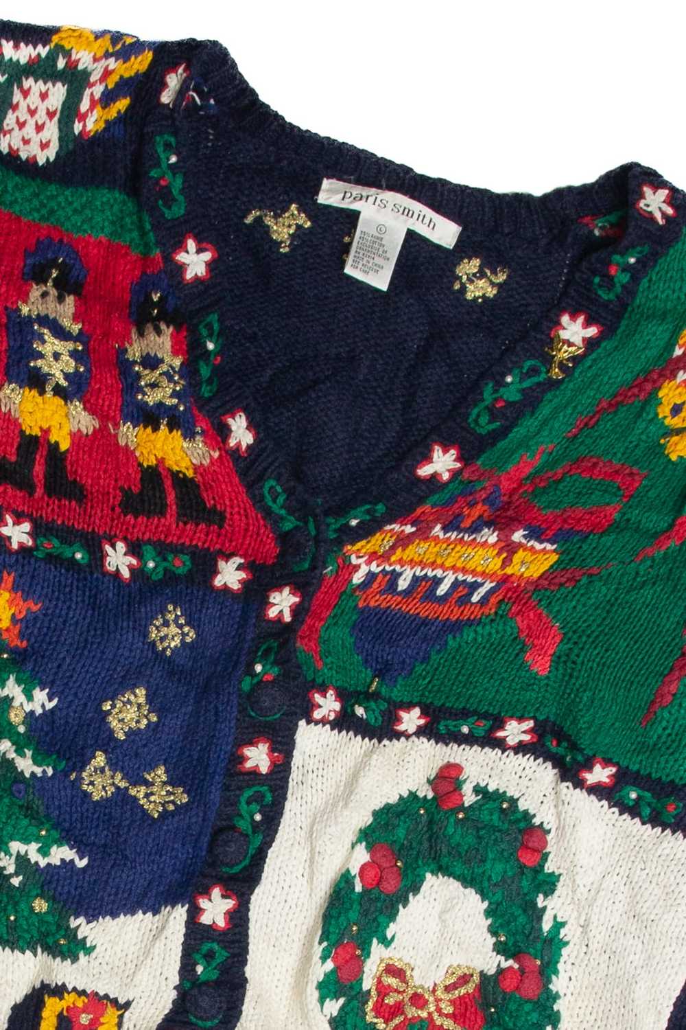 Vintage Blue Ugly Christmas Cardigan 59840 - image 2