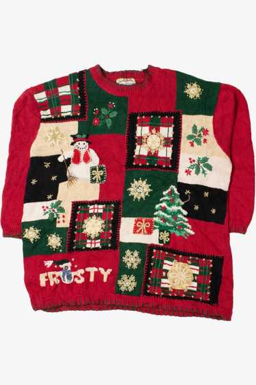 "Frosty" Snowman Patchwork Ugly Christmas Sweater 