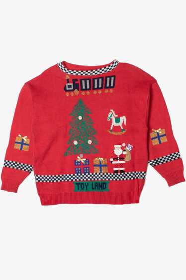 "Toy Land" Santa Train Ugly Christmas Pullover 61… - image 1