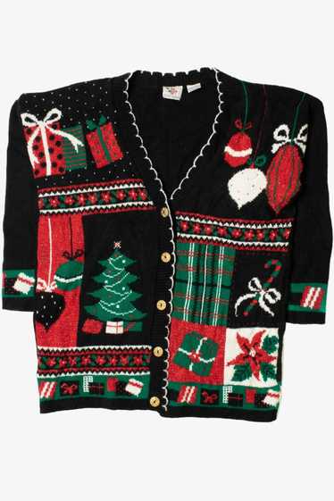 Shimmery Black Ugly Christmas Cardigan Sweater 613