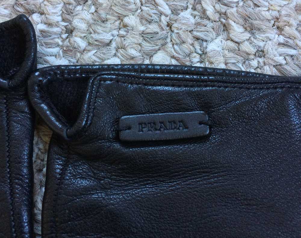 Prada Leather Logo Tab Gloves - image 5