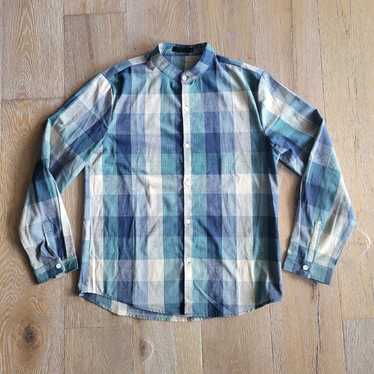 Vintage Vintage Blue White Teal Plaid Longsleeve … - image 1