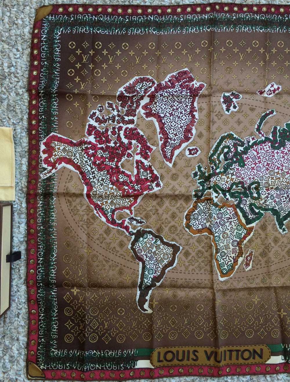 Louis Vuitton Silk Monogram World Map Scarf - image 2