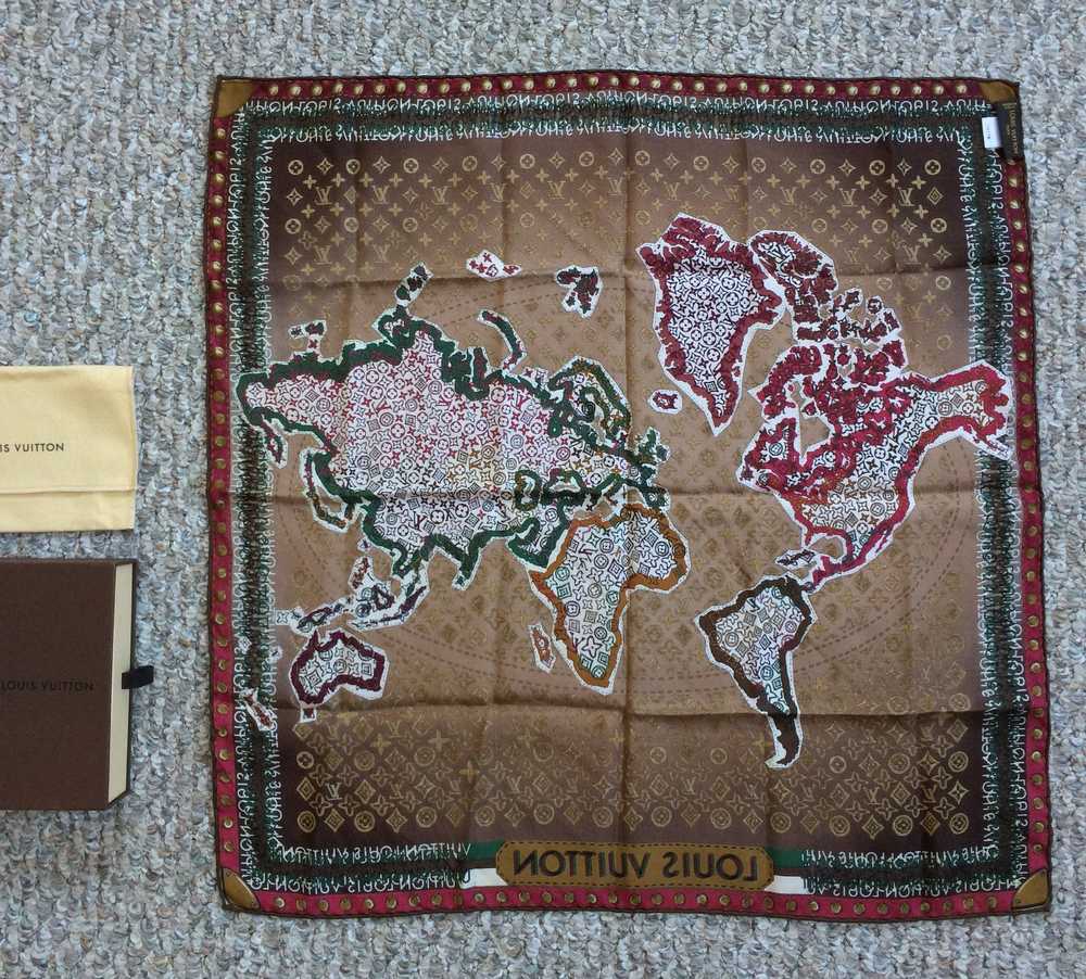 Louis Vuitton Silk Monogram World Map Scarf - image 6