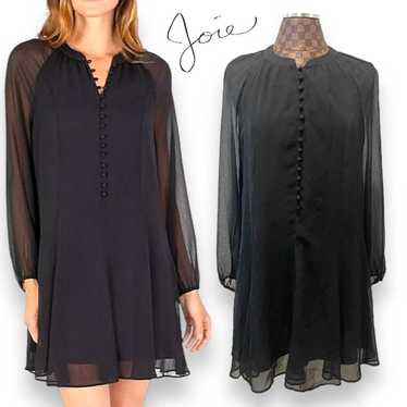 Joie Black Balloon Sleeve Dress Medium Sheer Cavia