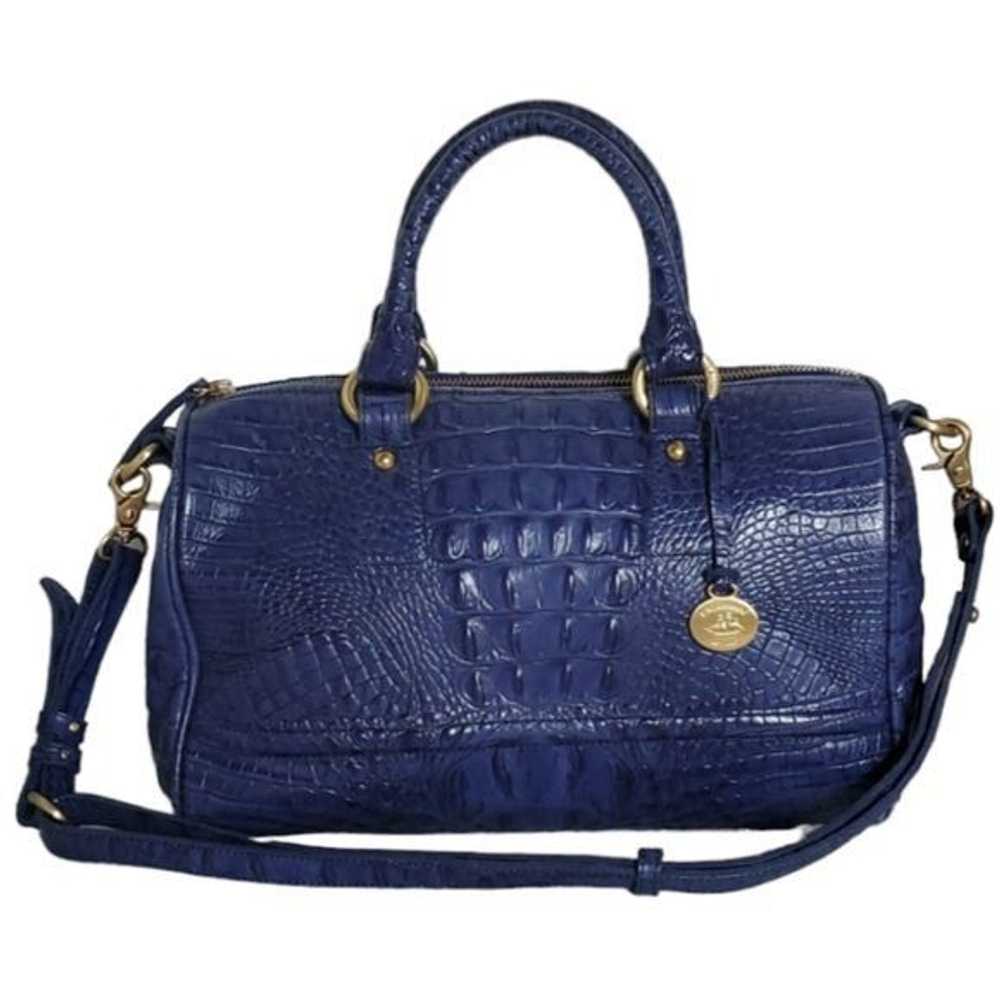 Brahmin Brahmin Blue Reptile Leather Bag Shoulder… - image 1