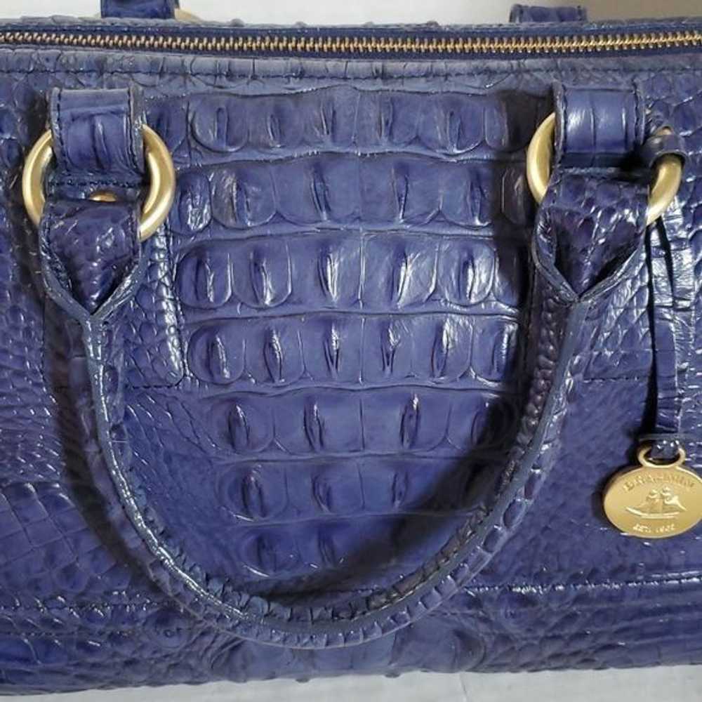 Brahmin Brahmin Blue Reptile Leather Bag Shoulder… - image 8