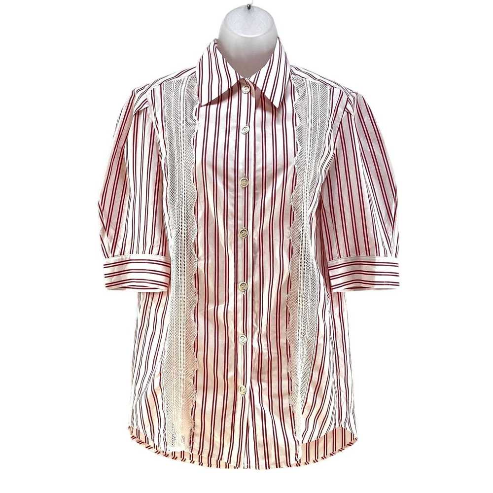 Sandro Sandro Stripe Puff Sleeve Button Up Shirt … - image 1