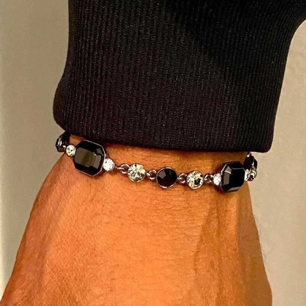 Givenchy RARE GIVENCHY BLACK SILVER STONE BRACELET - image 1