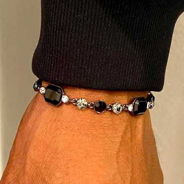 Givenchy RARE GIVENCHY BLACK SILVER STONE BRACELET - image 1