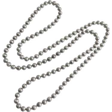 Long Slinky Necklace of Silver Tone Metal Texture… - image 1