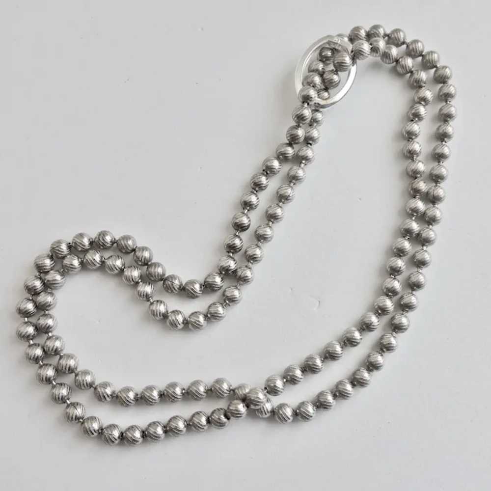 Long Slinky Necklace of Silver Tone Metal Texture… - image 6