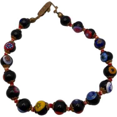 Vintage Italian Murano Millefiori Glass Bead Brac… - image 1