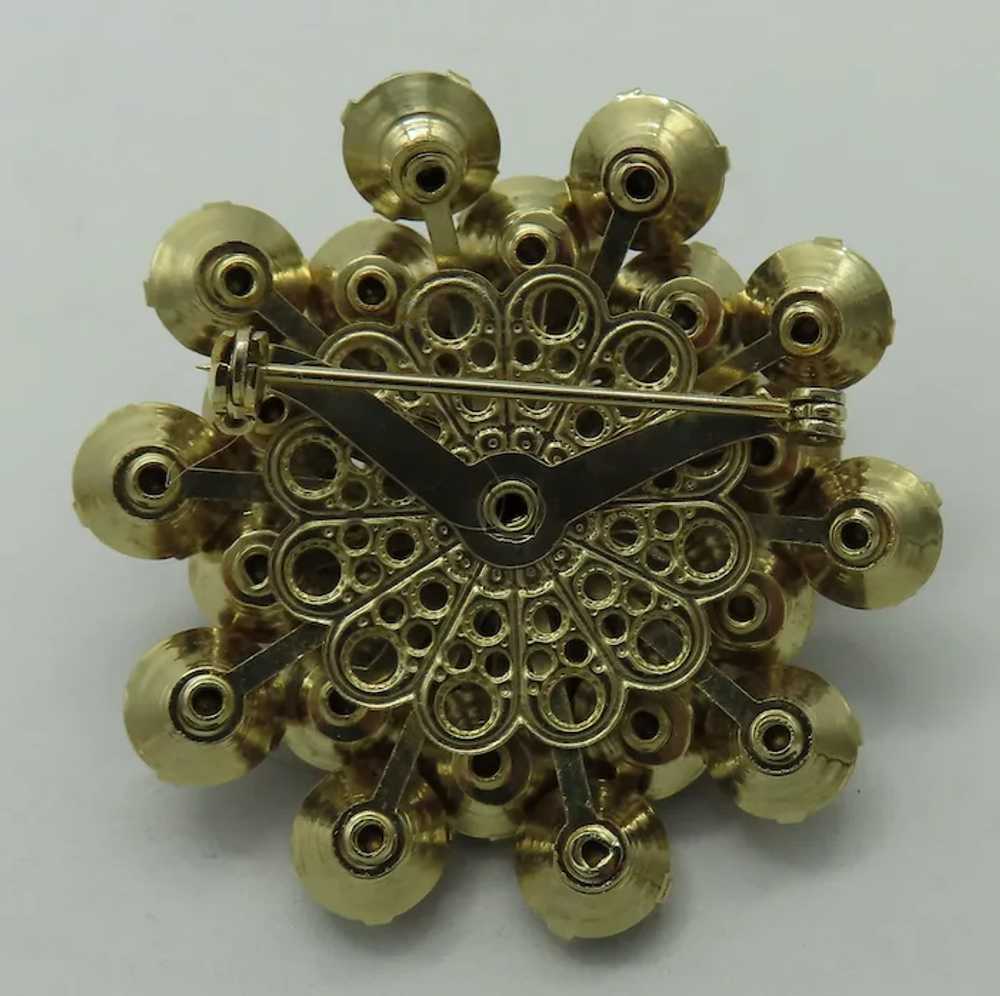 Gorgeous Brown Topaz Rhinestone Brooch Gold tone - image 5