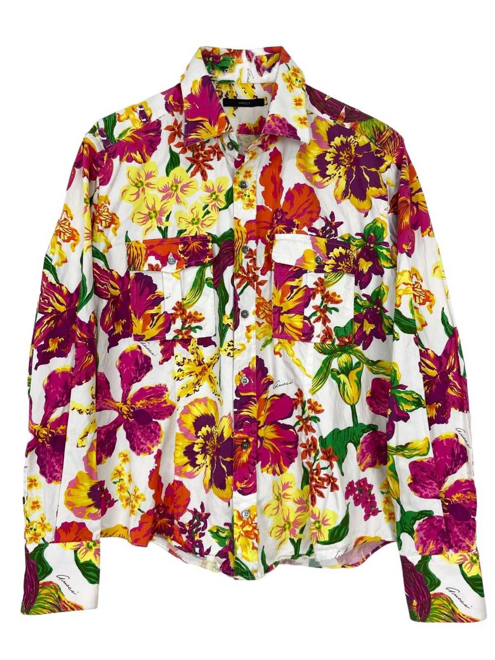 Gucci × Tom Ford S/S 1999 Runway Floral Print Shi… - image 1