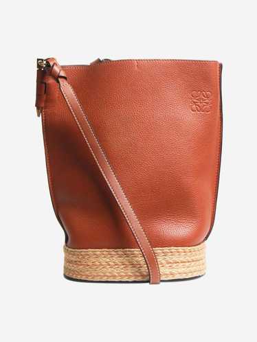 Loewe Brown calfskin raffia Gate bucket bag