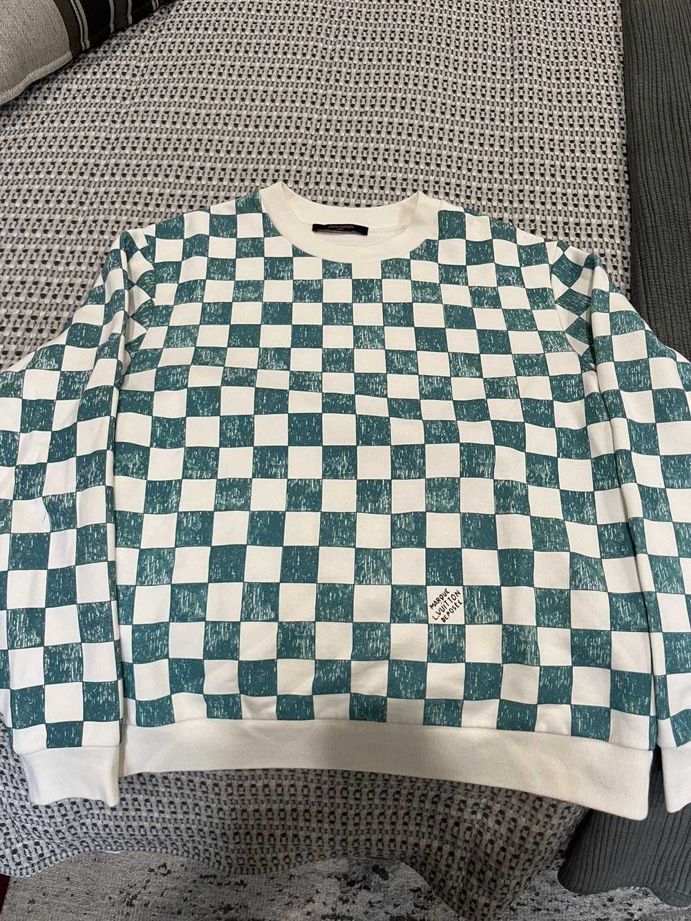 Louis Vuitton Turquoise Checkered Damier Sweater - image 2