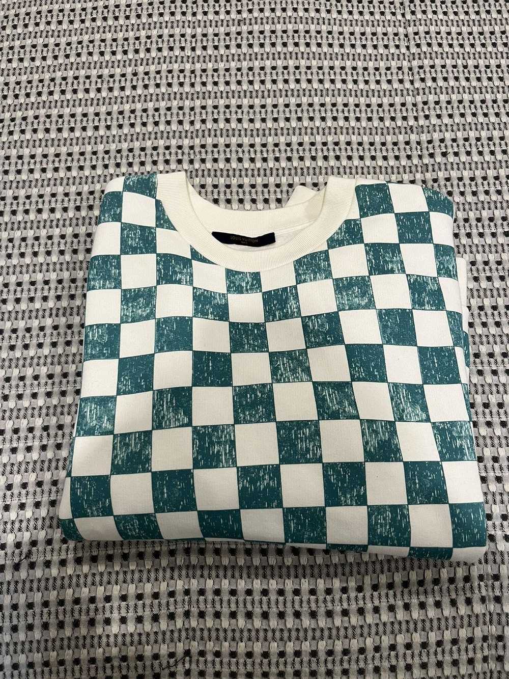 Louis Vuitton Turquoise Checkered Damier Sweater - image 5