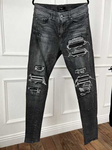 Amiri Black gray washed Ameri ripped leather knee 