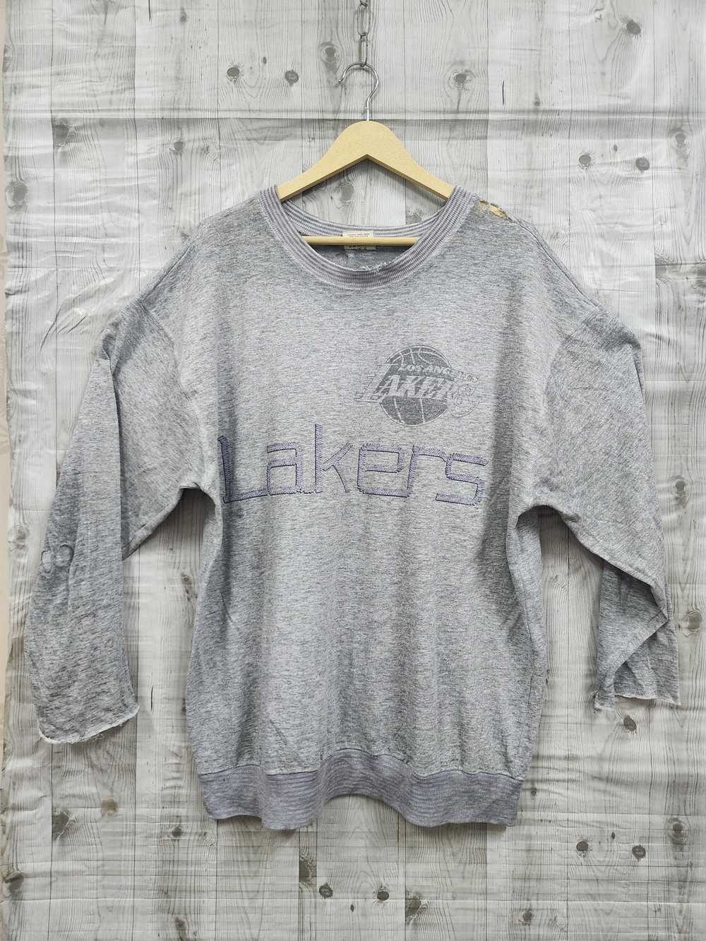 Vintage 1990s L.A. Lakers Distressed Sweater - image 2