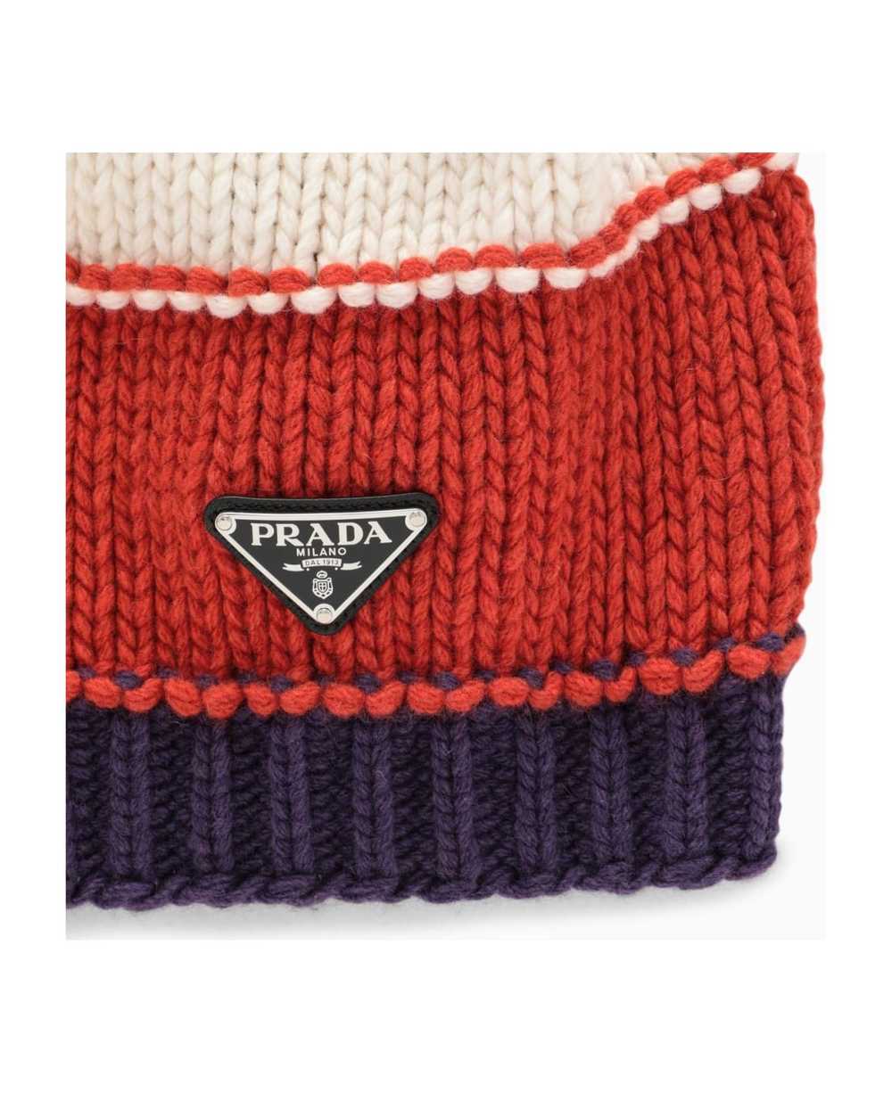 Prada Yellow/papaya Striped Wool And Cashmere Hat - image 2