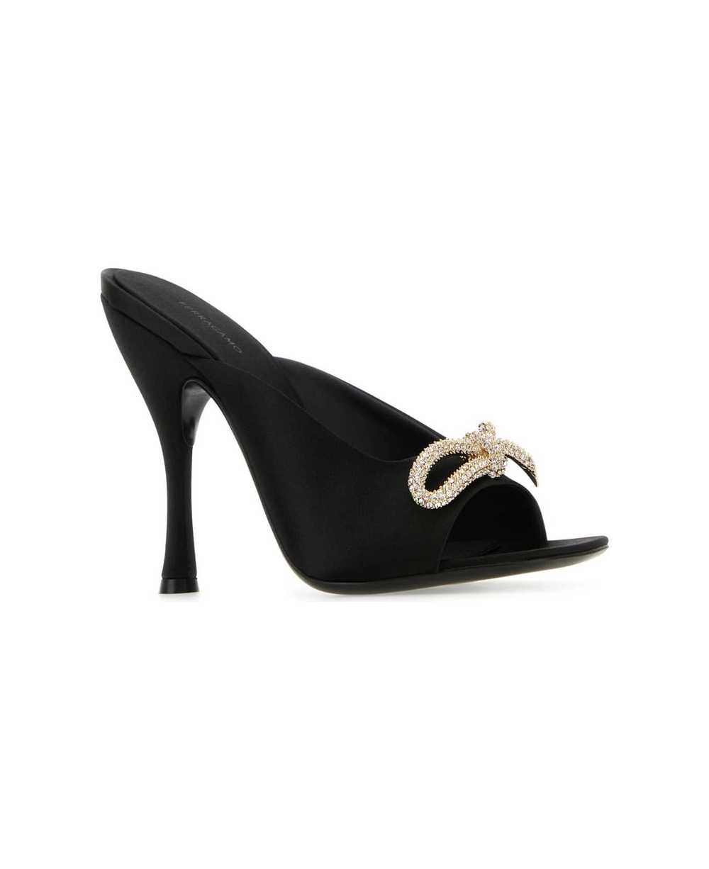 FERRAGAMO Black Satin Mules - image 2