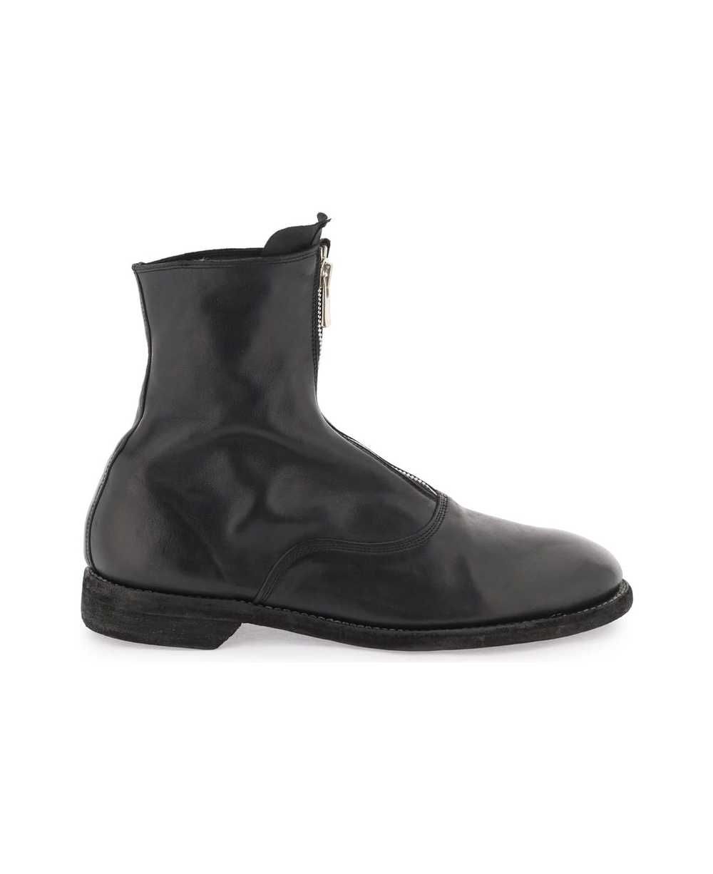 Guidi Front Zip Leather Ankle Boots - image 1