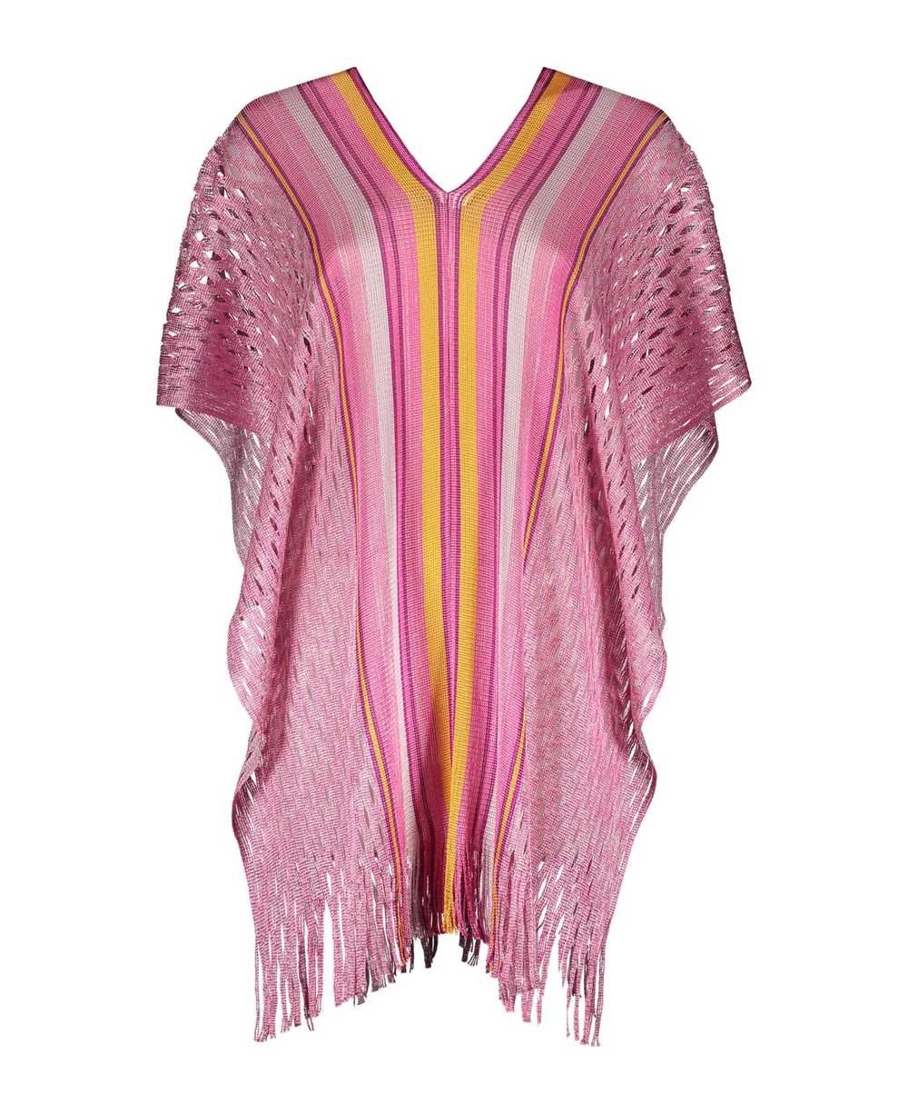 Missoni Fringed Knit Poncho - image 1