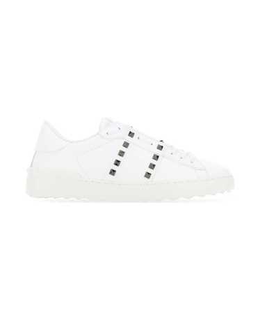 Valentino White Leather Rockstud Untitled Sneakers