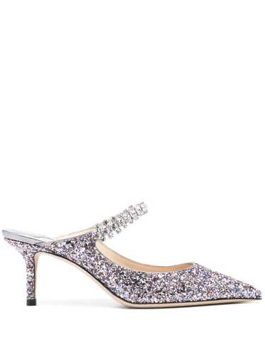 Jimmy Choo BING 65 CRYSTAL STRAP GLITTER HEEL MULE