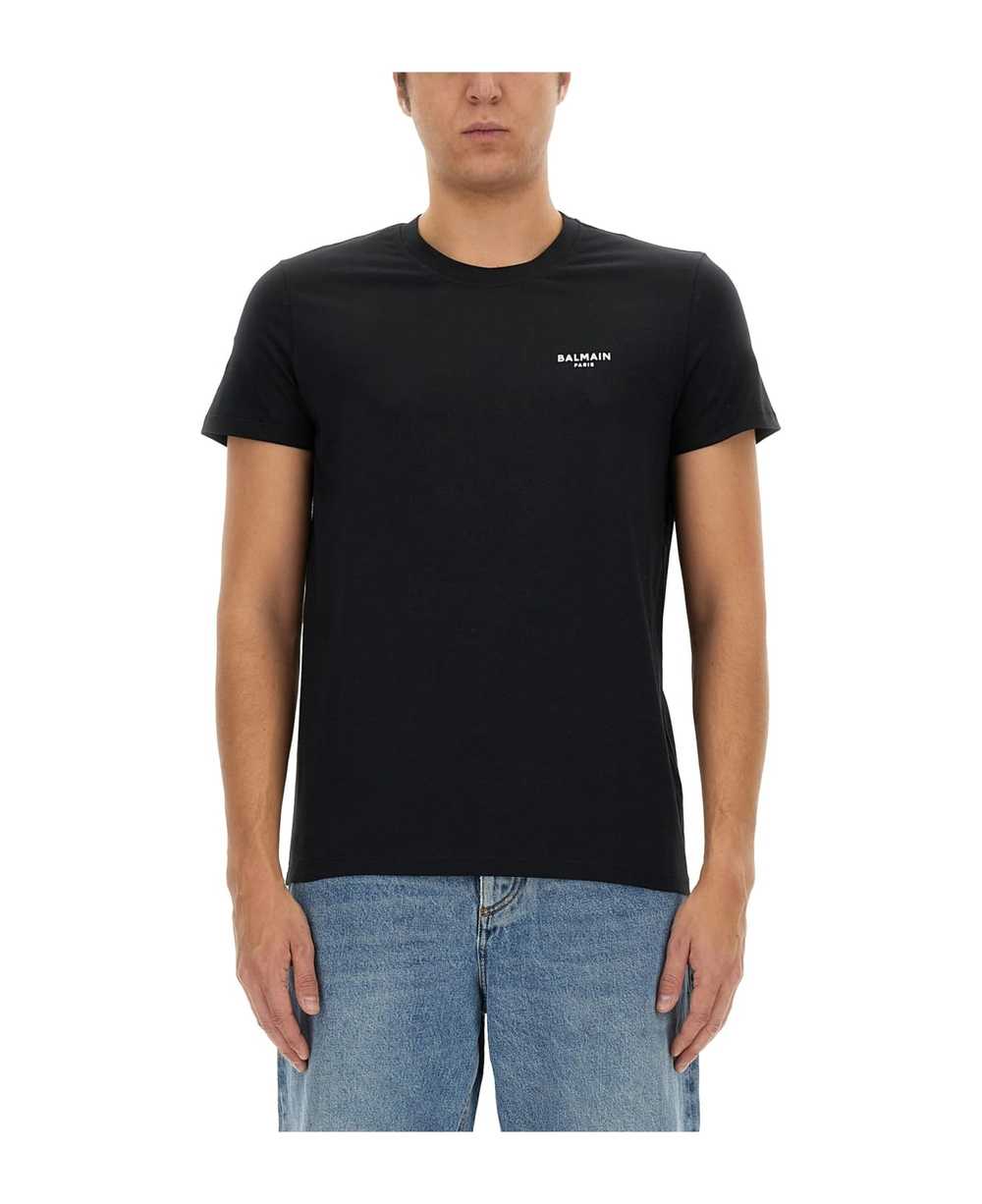 Balmain Flocked Logo T-shirt - image 1