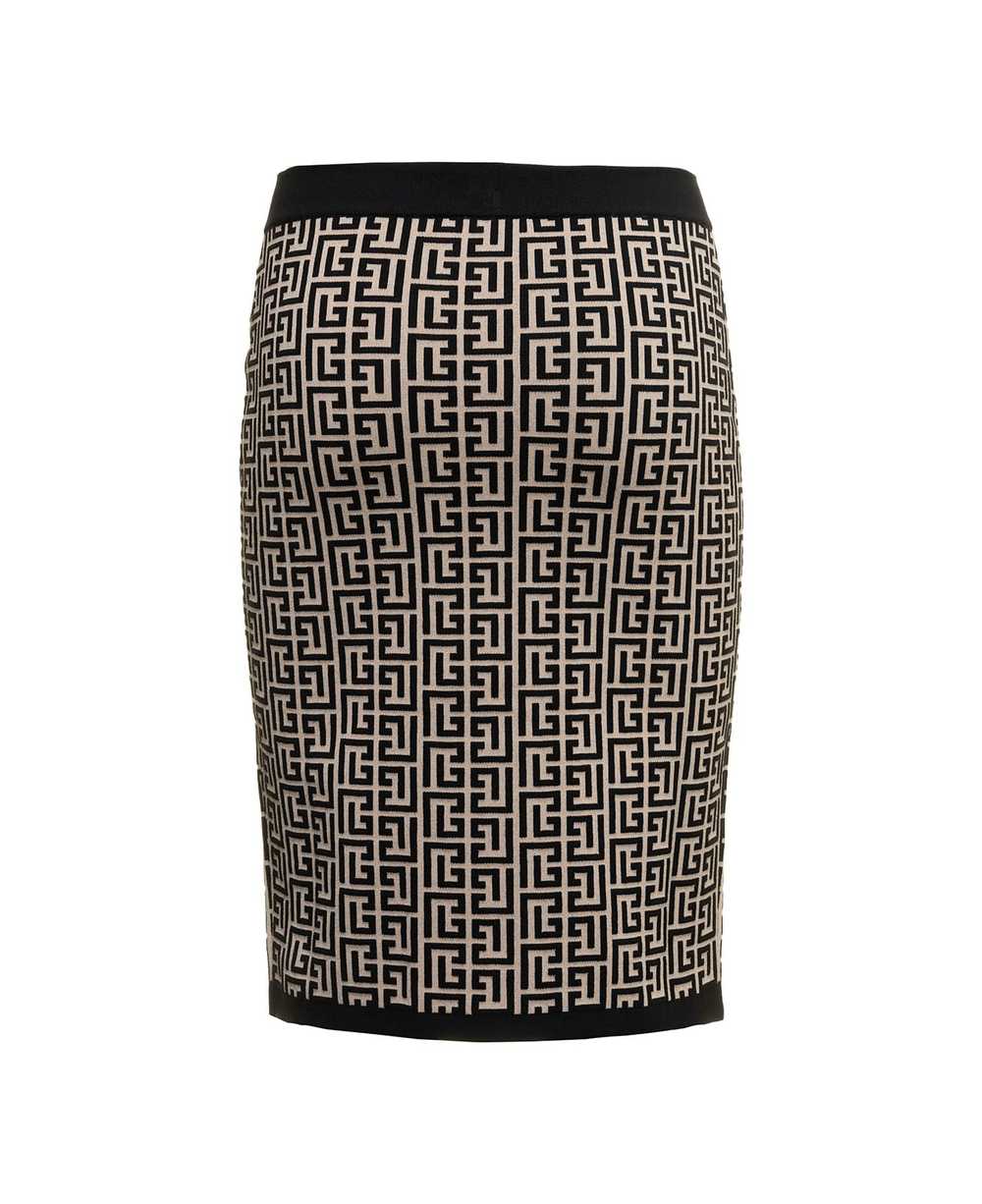 Balmain Woman's Monogram Wool Pencil Skirt With Z… - image 2