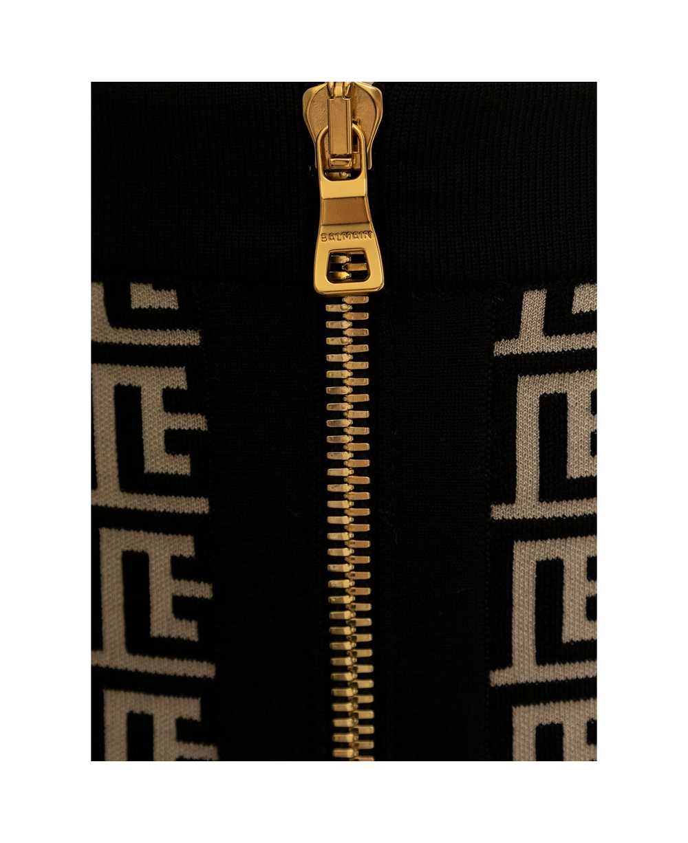 Balmain Woman's Monogram Wool Pencil Skirt With Z… - image 3