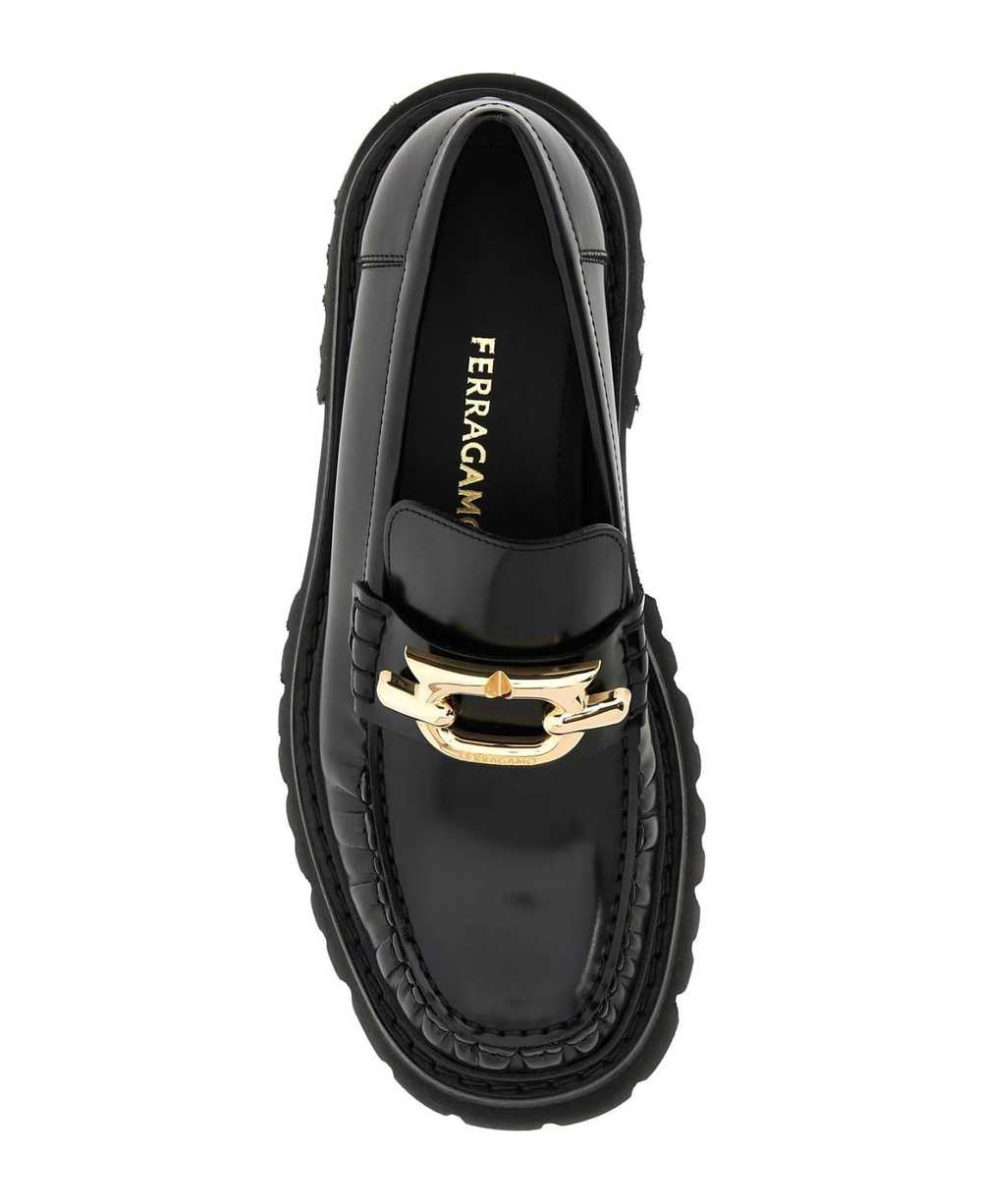 FERRAGAMO Black Leather Ingrid Loafers - image 4