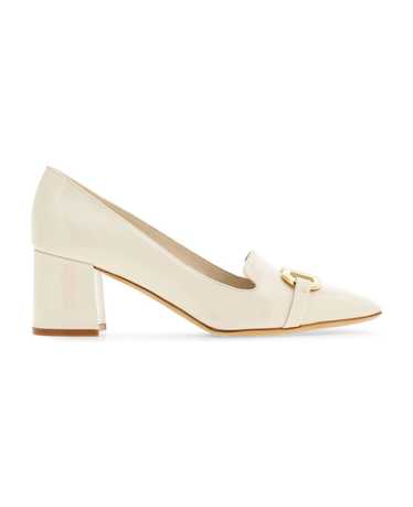 FERRAGAMO Cream White Patent Lambskin Pumps - image 1