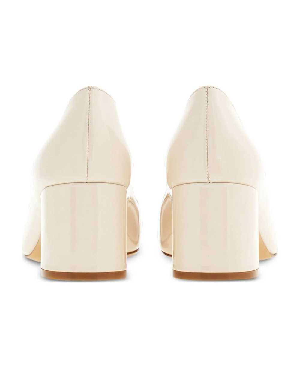 FERRAGAMO Cream White Patent Lambskin Pumps - image 3