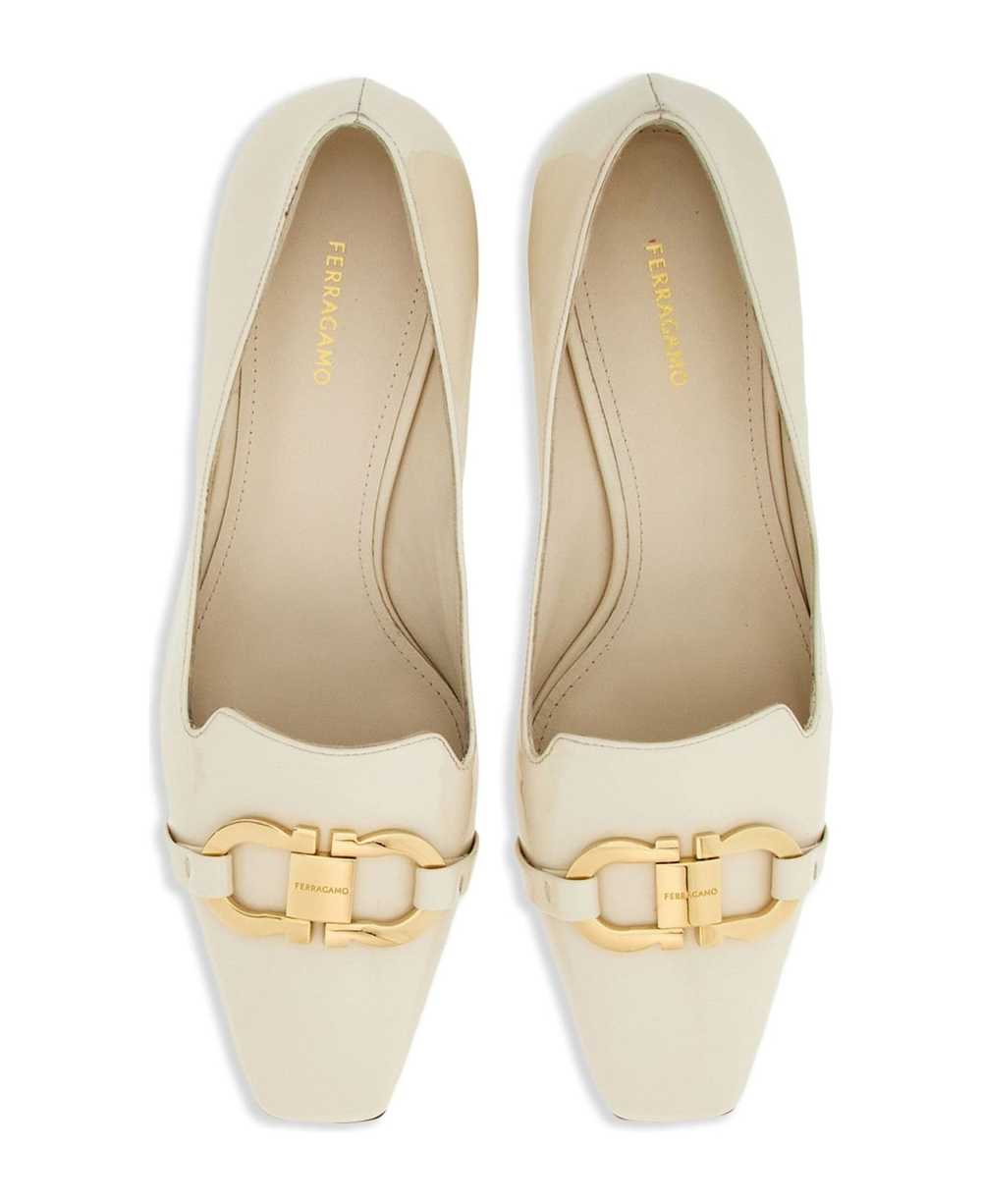 FERRAGAMO Cream White Patent Lambskin Pumps - image 4