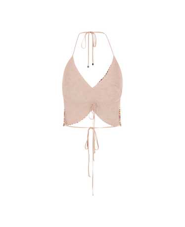 Blumarine Pink Butterfly Cropped Top With Rhinesto