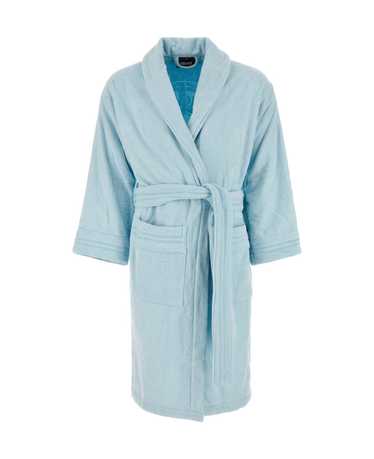 VERSACE Pastel Light Blue Terry Fabric Bathrobe