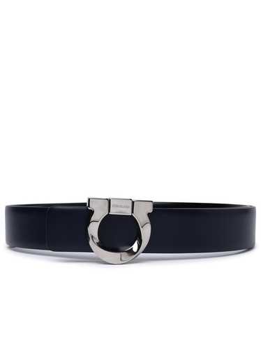 SALVATORE FERRAGAMO 'GANCINI' MIDNIGHT BLUE LEATHE