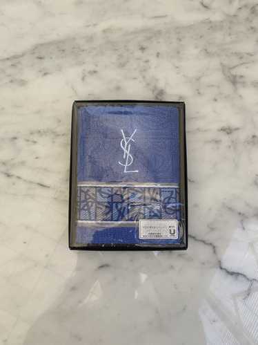 SAINT LAURENT YSL Logo Pattern Hand Towel Blue NWT