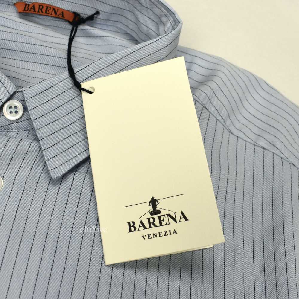 Barena Blue Striped Cotton Wool Button Down Shirt… - image 4