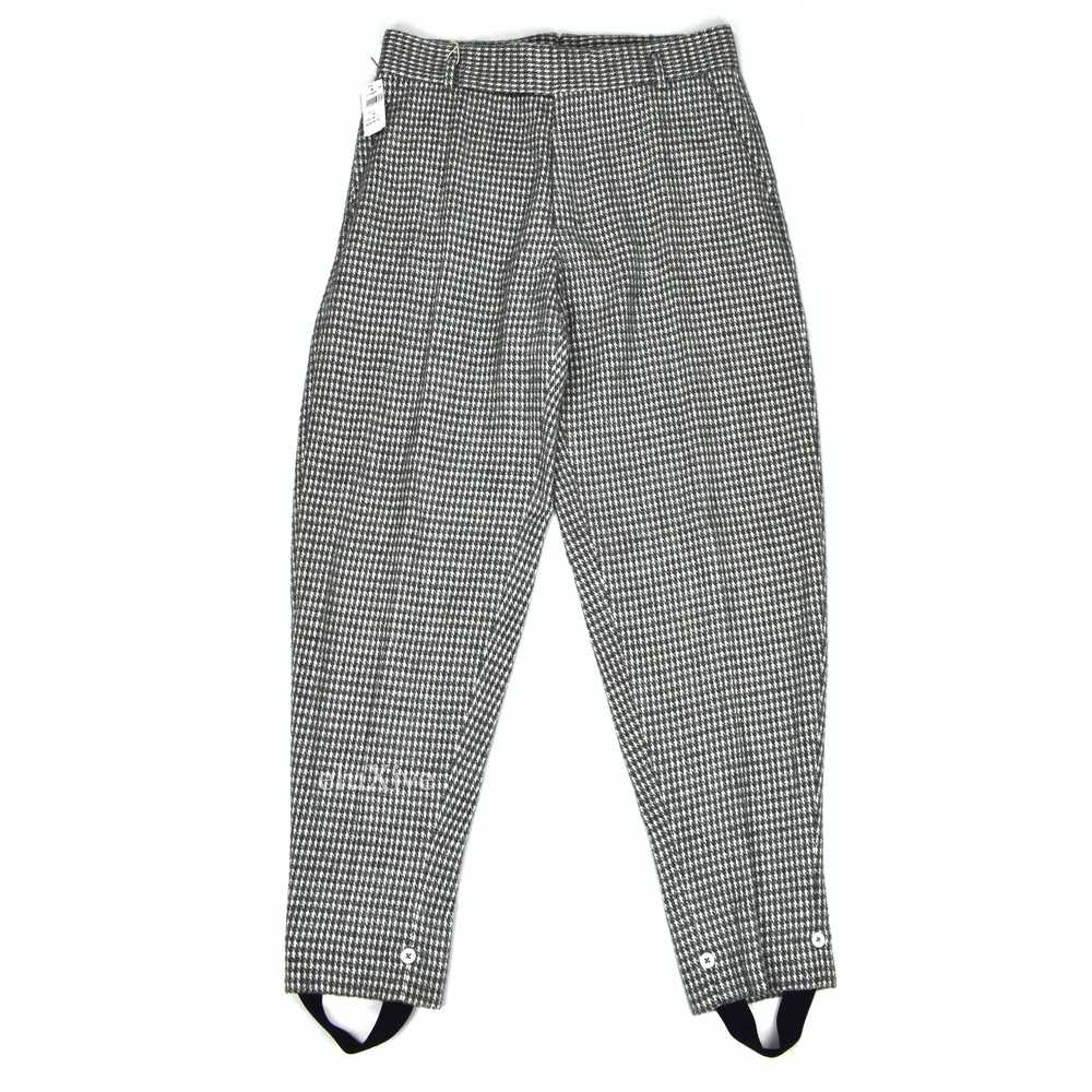 Z Zegna Gray White Houndstooth Wool Stirrup Pants… - image 1