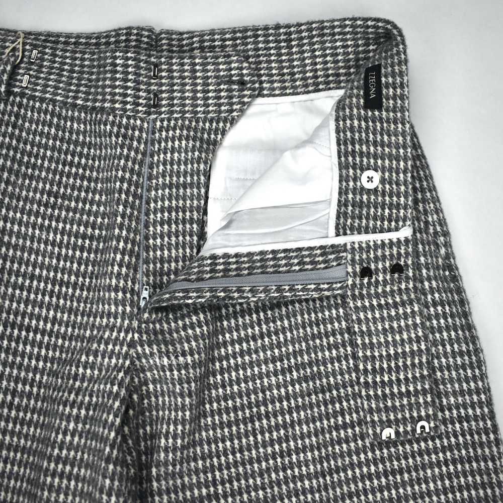 Z Zegna Gray White Houndstooth Wool Stirrup Pants… - image 2