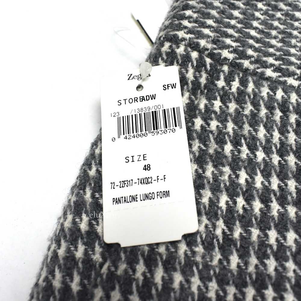 Z Zegna Gray White Houndstooth Wool Stirrup Pants… - image 5