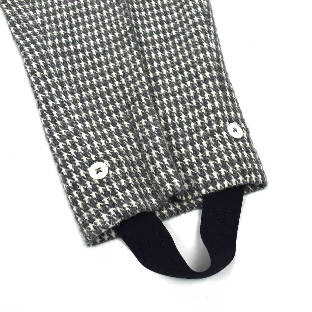 Z Zegna Gray White Houndstooth Wool Stirrup Pants… - image 8