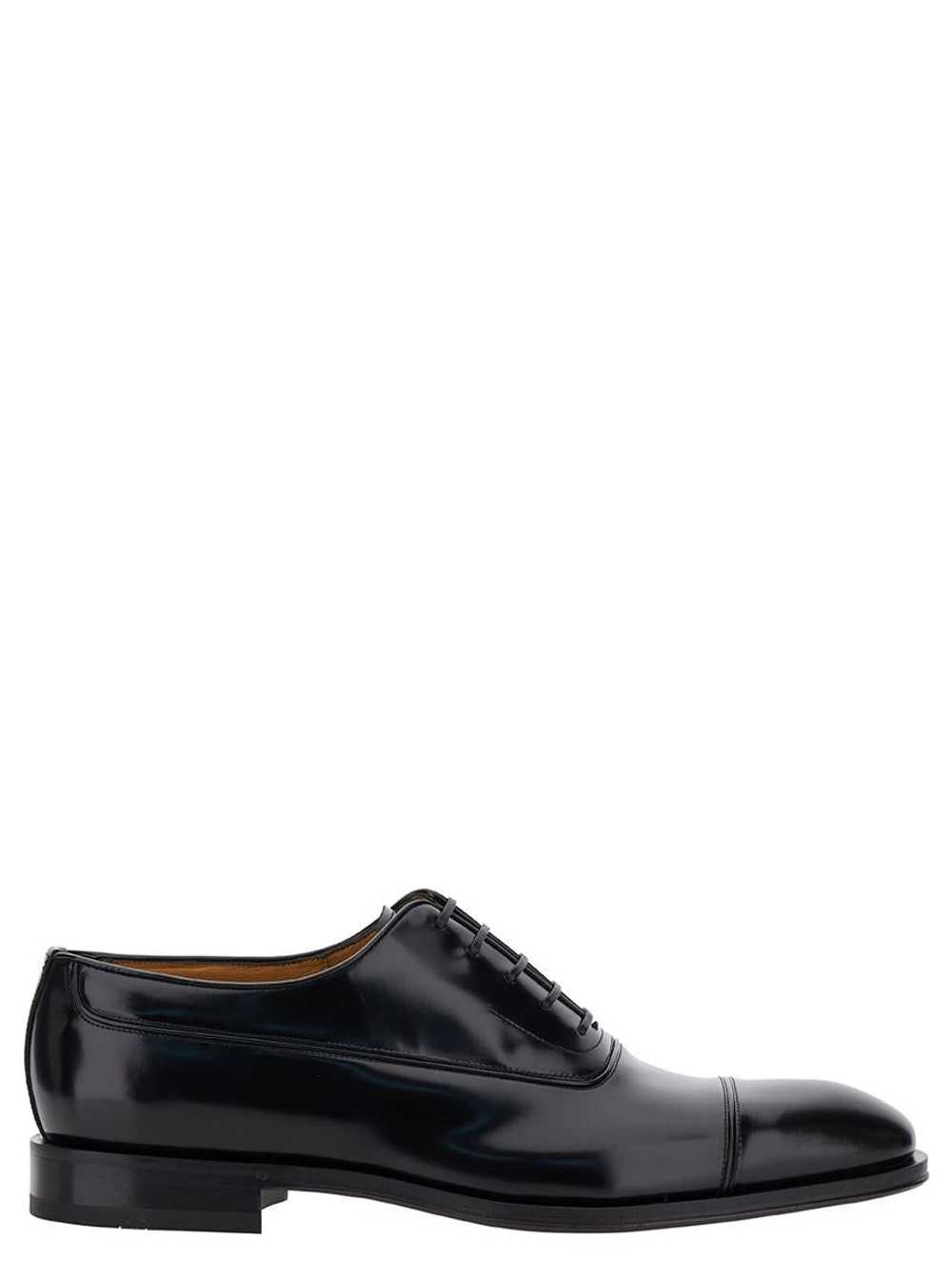 FERRAGAMO BLACK OXFORD LACE-UP WITH TOE CAP DETAI… - image 1